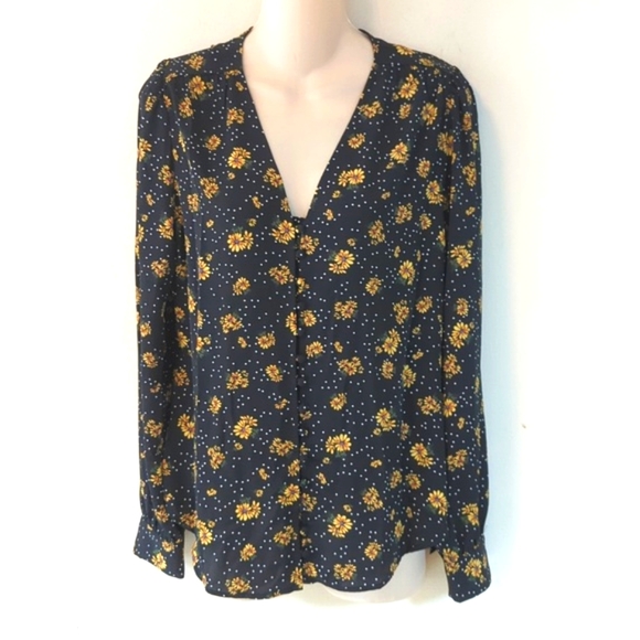 Saks Fifth Avenue Dotted Daisy-Print Blouse S - Picture 3 of 15